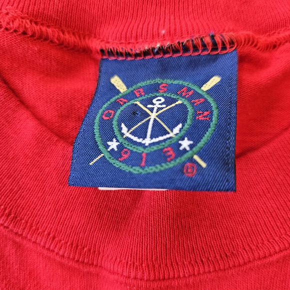 Oarsman 913 Vintage •Size XL• Red Tee Shirt Men's Embroidered Myrtle Beach Gold - Picture 5 of 7